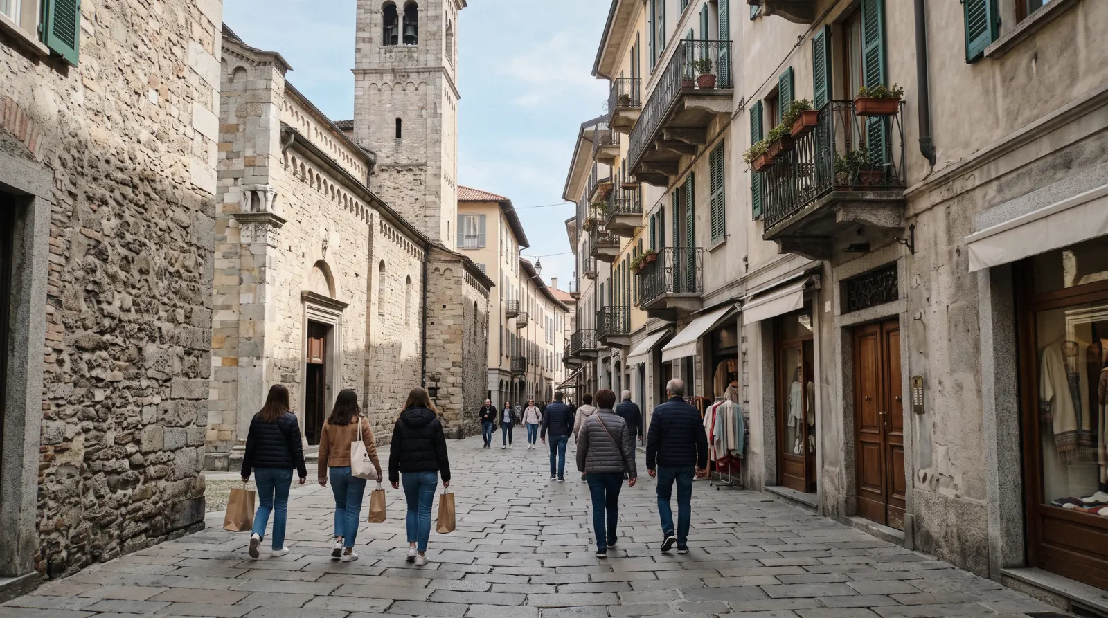 One-day walking route through Como, Italy, from the pier to the hills